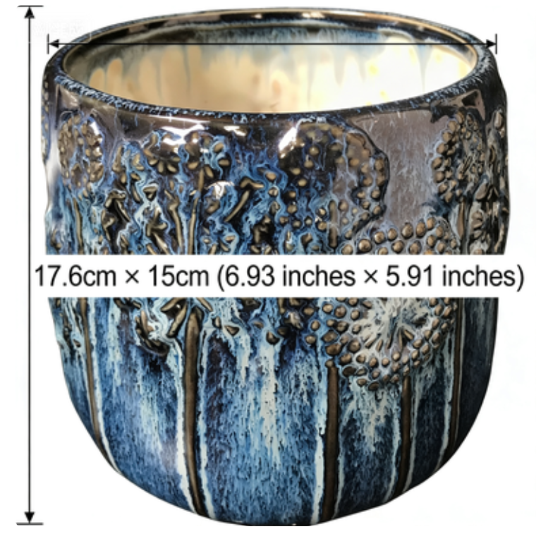 Export-Grade Dandelion Relief Kiln-Change Blue Ceramic Planter | Luxury Retro Flower Pot (For Succulents/Phalaenopsis)