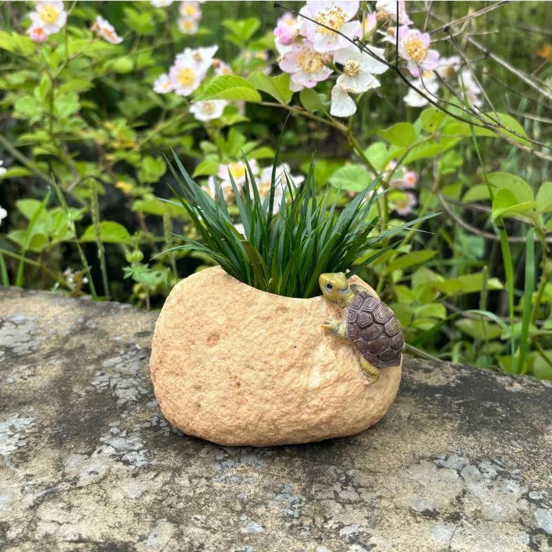 Resin Frog &amp; Turtle Succulent Planters – Courtyard Style Desktop Garden Decor for Daily Outdoor/Indoor Accent